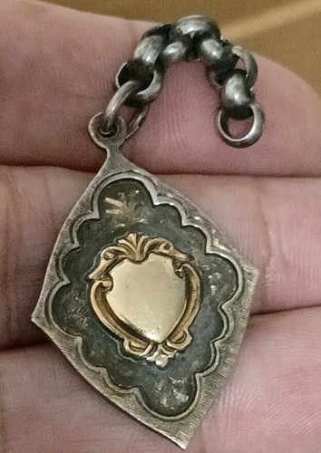 Solid silver gold fob - fob, medal