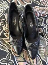 Vintage 80s Clarks Piazza Black Leather Court Heel Shoes UK 6