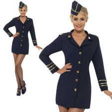 Adult Flight Attendant Costume Sexy Air Stewardess Ladies Fancy Dress New