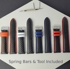 Italian Leather Watch Strap Band - Omega Rally Racing Style - 18mm 20mm 22mm 