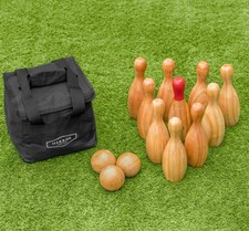 Harrier wooden skittles set premium garden games- outdoor 10 pins