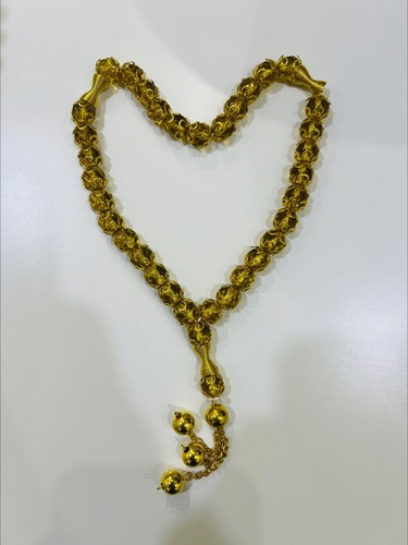 Gold filigree bead tasbih - gold,