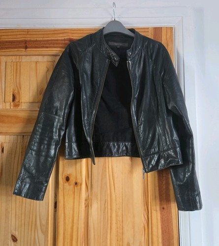 Leather biker jacket river - leather,