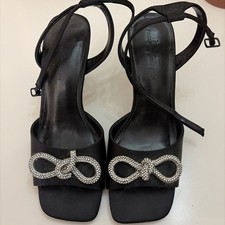 Ladies Black Stiletto/ Silver Diamanté Bows , Shoes By Next Size 5