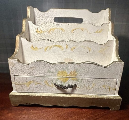 Vintage wood letter rack desk - wood,