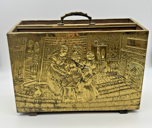 Vtg brass hammered magazine - brass,