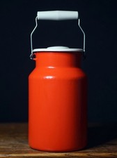 Vintage Red Enamel Milk Can