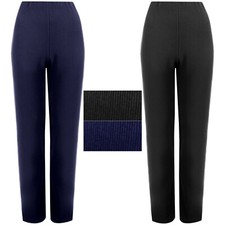2 PACK WOMENS STRAIGHT LEG TROUSERS LADIES RIBBED STRETCH FINELY PANTS BOTTOMS