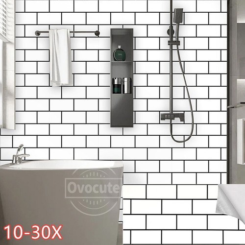 30x white metro tile effect - white,