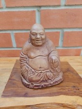 Vintage Resin Happy Smiling Laughing Sitting Buddha Figure Ornament 6" High 