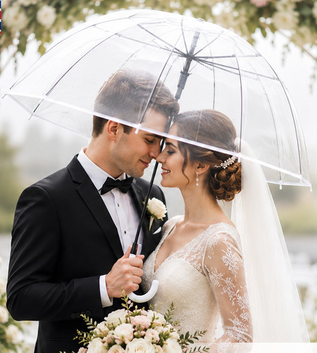 White border transparent dome - white,
