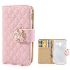 Flip Case Samsung Galaxy Ace 2 Rhomb Book Pink GT-I8160 Etui Business Case