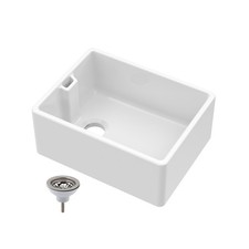 Single Bowl Fireclay Belfast Kitchen Sink 595 x 455 x 254mm and Waste