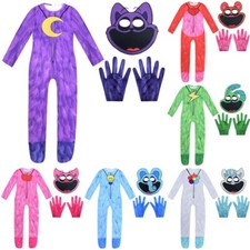 Kids Smiling Critters Dog Day CatNap Halloween Costume Fancy Dress Jumpsuit Mask