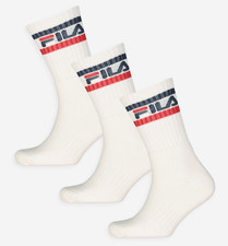 FILA Italia Italy Retro Crew Socks White UK 8-11 3 Pack rrp £15