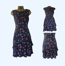 F&F Dress Blue Red Frilled Skirt Ra Ra Style Tea Summer Party 8 10 12 14