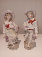 2 X ANTIQUE GERMAN BISQUE FIGURINES. CIRCA: 1900'S.  DAMAGED IN AREAS