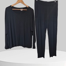 John Lewis Anyday Womens Lounge Set - Top & Leggings - Size 14, Black, New