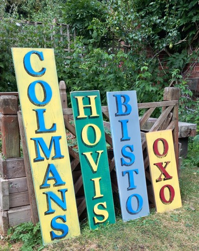 Rustic painted shop signs - shop,