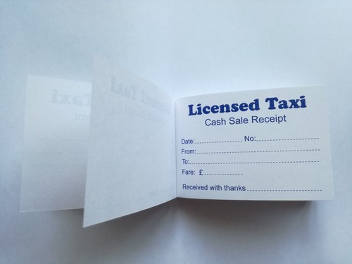 Taxi licensed receipt - licensed, minicab
