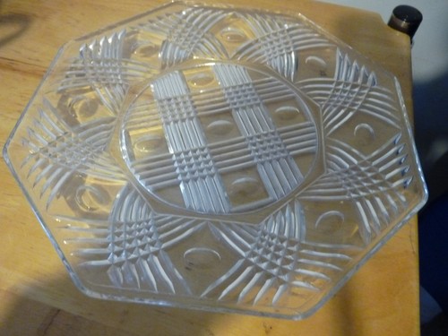 Vintage octagonal glass plate - vintage,