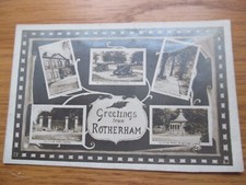 Pre WW1 Original Multi View Postcard. Greetings From Rotherham. South Yorkshire.