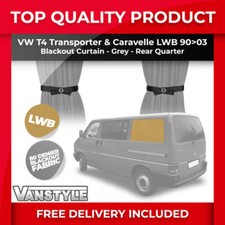 VW TRANSPORTER T4 CURTAINS LWB TAILORED FIT BLACKOUT REAR QUARTER WINDOW GREY