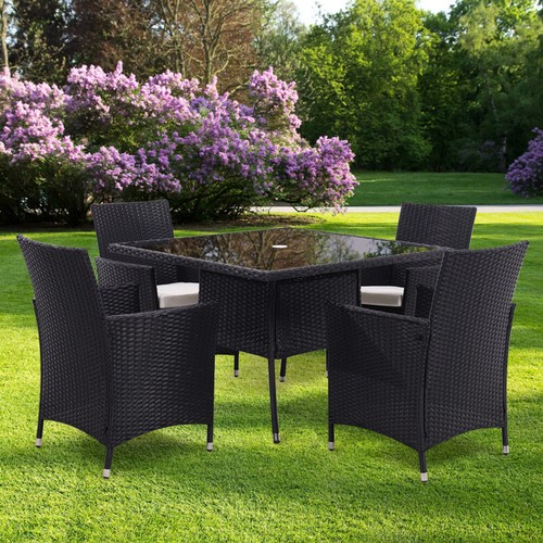 Rattan glass table chairs - rattan,