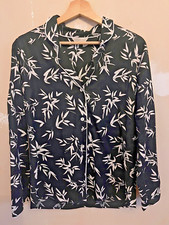Cyberjammies Monochrome Elegance Long Sleeve leaf  Print Pyjama Top UK10