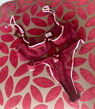 Agent Provocateur red and pink quarter cup bra and knickers, thong set 36C