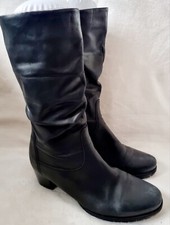 Gabor Women's Black Warm-Lined Leather Long Boots Size uk 6/39  rrp£99