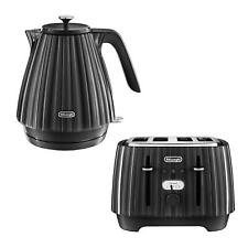 Delonghi 1.7 L Electric Jug Kettle and 4 Slice Toaster Set, Ballerina, Black