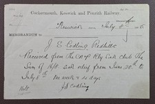 1905 Cockermouth Keswick & Penrith Railway Keswick Station Memorandum