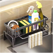 Kitchen Sink Caddy Basket Drain Rack Sponge Dishcloth Holder Storage Organizer