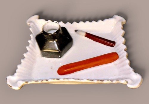 Vintage porcelain trinket desk - porcelain,
