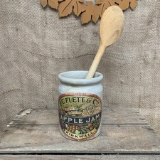 Stoneware Jar - Off White - Antique - Utensil Holder - Small - Pot - Apple Jam