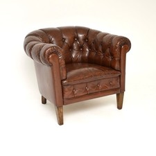 Antique Swedish Leather Armchair