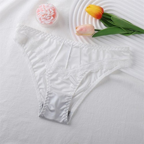 Lace satin silk briefs panties - satin,