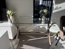 John lewis moritz glass and chrime desk length 120cm x height 75cm  Cost £300