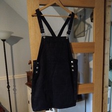 Ladies black denim dungaree
