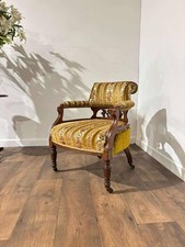 Edwardian Upholstered Walnut Tub Chair