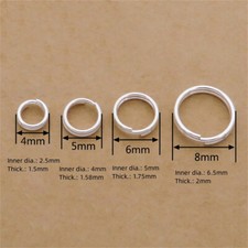 925 Sterling Silver Double Split Jump Rings 4 5 6 8mm Jewellery Making Findings