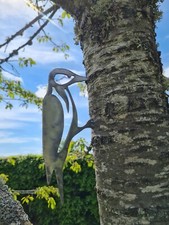 Woodpecker Bird Silhouette Bare Metal Garden Home Ornament Tree Decoration