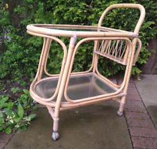 Angraves Invincible Bamboo Drinks Trolley Mid Century Cane Bar Cart Two Tiers