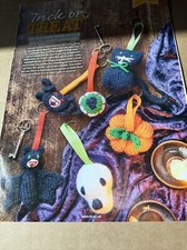 Halloween Keyring Knitting Pattern: Spider, Cat, Bat, Skull, Pumpkin, Eyeball