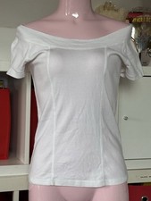 Vintage Ladies White Off-Shoulder Principles Petite Top Size 12