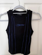 Trapstar Blue & Black Ribbed Tank Top - size small  *UK Seller*