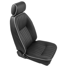 MG MGB Faced Seats Reclining Leather Vertical plead Black White Pair  SAA9001