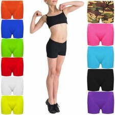 Kids Lycra Hot Pants Knickers Dance Microfiber Shorts Gym Neon Party 5-12 Years