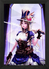 Steampunk Girl with Gun Framed
